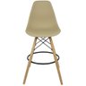 Kit 5 Banquetas Charles Eames Eiffel Wood Design Base Fixa Madeira - Bege - 3