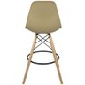 Kit 5 Banquetas Charles Eames Eiffel Wood Design Base Fixa Madeira - Bege - 5