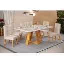 Ver imagem 1 de Conjunto: Mesa de Cozinha Celeste c/ Tampo Madeirado Retangular 170x90cm e 6 Cadeiras Lia Cedro/