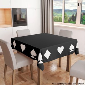 Toalha de Mesa Quadrada 4 Lugares Naipes Preto