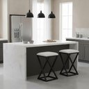 Ver imagem 2 de Kit 2 Banco Banqueta Baixa Cozinha 50 Cm Bancada Bar Corino Branco