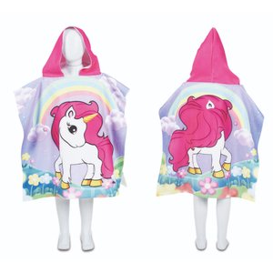 Toalha Poncho De Praia e Piscina Infantil Com Capuz Unicórnio