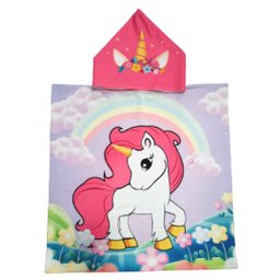 Toalha Poncho De Praia e Piscina Infantil Com Capuz Unicórnio - 3