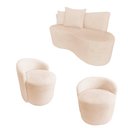 Ver imagem 2 de Kit Namoradeira + 2 Poltronas Yara Orgânica Couro Bege