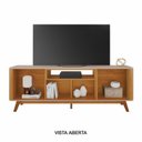 Ver imagem 5 de Rack para TV até 70 Polegadas MDF 180cm Pés em Madeira Maciça Bancada Detalhes Curvos