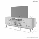 Ver imagem 4 de Rack para TV até 70 Polegadas MDF 180cm Pés em Madeira Maciça Bancada Detalhes Curvos
