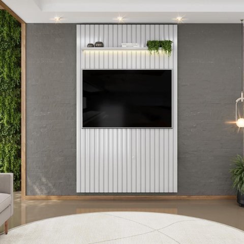 Painel para TV até 60 Polegadas Ripado com LED DJ Móveis Trento 143 Bali