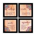 Ver imagem 1 de Kit 4 Quadros Decorativos Composê Aceito Agradeço Confio Entrego - PRETO