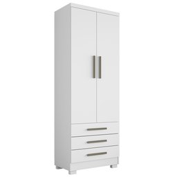 Guarda Roupa Solteiro Floripa 2 Portas 3 Gavetas Branco - Saga Decor - 1