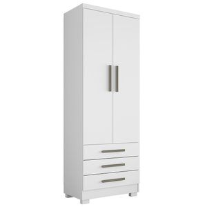 Guarda Roupa Solteiro Floripa 2 Portas 3 Gavetas Branco - Saga Decor