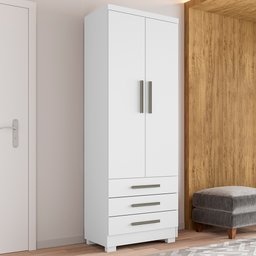 Guarda Roupa Solteiro Floripa 2 Portas 3 Gavetas Branco - Saga Decor - 2