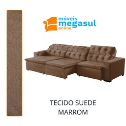 Sofá Retrátil Reclinável 8 Lugares 3m Suede Marrom Megasul - 6