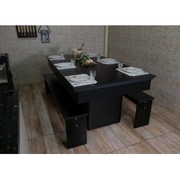 Mesa de Sinuca e Jantar com 2 Bancos - 2,00x1,10 - Bordo - 6