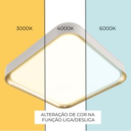Plafon Led Sobrepor 24w Toronto Multicor Branco C/ Dourado Hevvy St3110 - 3
