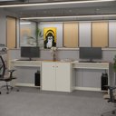 Ver imagem 1 de Conjunto de Escritório 3 Peças Noruega Office 2 Mesas e 1 Aparador Buffet - Via Nossa - Off White