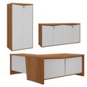 Ver imagem 1 de Mesa Escritorio em L 190x180 cm com Armario e Balcao Freijo Branco Artany