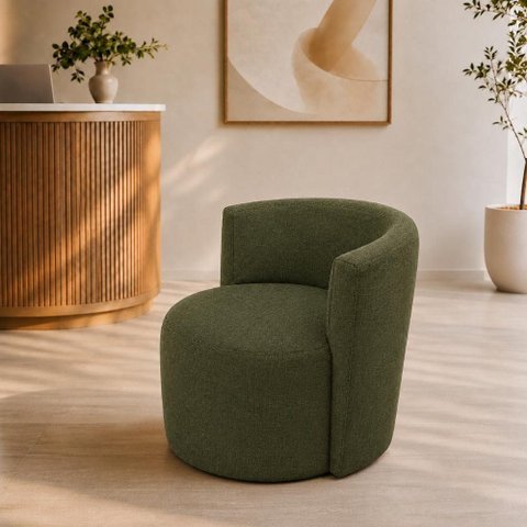 Poltrona Estofada 74cm x 68cm x 70cm Redonda Confortável para Sala ou Recepção Formato Orgânico