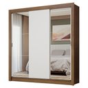 Ver imagem 3 de Guarda-roupa Casal 3 Portas de Correr com Espelhos Rustic/branco Nobre Madesa