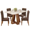 Ver imagem 1 de Mesa Jantar Kiara e 4 Cadeiras Yasmin Freijo Veludo Moca Dj Moveis
