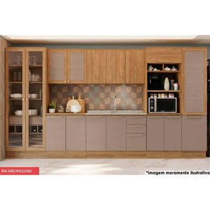 Cozinha Completa Botanic 8 Peças (2 Armários + 2 Balcões + 3 Paneleiros + 1 Complemento) M646