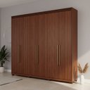 Ver imagem 1 de Guarda-Roupa Casal 6 Portas com Pés e Espelho Interno Giratório 263cm 100% MDF Turim Espresso Móveis Marrom/Jequitiba