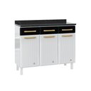Ver imagem 1 de Gabinete de Cozinha Modulado Balcão Diamante 3 Portas e 3 Gavetas 105cm Branco/preto - Telasul