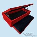 Ver mais imagens de Cama Box Bau Solteiro Com Auxiliar Semi Ortopedica Suede:VERMELHO