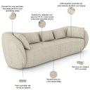 Ver imagem 3 de Sofá 3 Lugares para Sala Living Orgânico 212cm Eça P08 Linho Itacaré Bege - Lyam Decor
