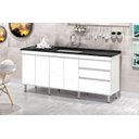 Ver imagem 1 de Gabinete para Pia 2 Metros Balcão 100% Mdf com Puxador em Alumínio Inteiro Chapa de 15mm Ultimas Uni