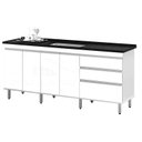 Ver imagem 3 de Gabinete para Pia 2 Metros Balcão 100% Mdf com Puxador em Alumínio Inteiro Chapa de 15mm Ultimas Uni