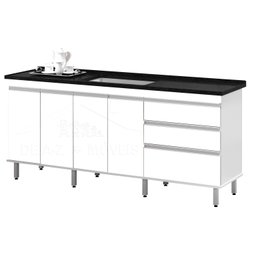 Gabinete Para Pia 2 Metros balcão 100% MDF com Puxador em Alumínio inteiro chapa de 15mm ultimas uni - 3