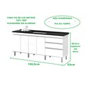 Ver imagem 2 de Gabinete para Pia 2 Metros Balcão 100% Mdf com Puxador em Alumínio Inteiro Chapa de 15mm Ultimas Uni