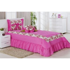 Kit Cobre Leito Solteiro Amazonas 03 Peças Colcha - Pink