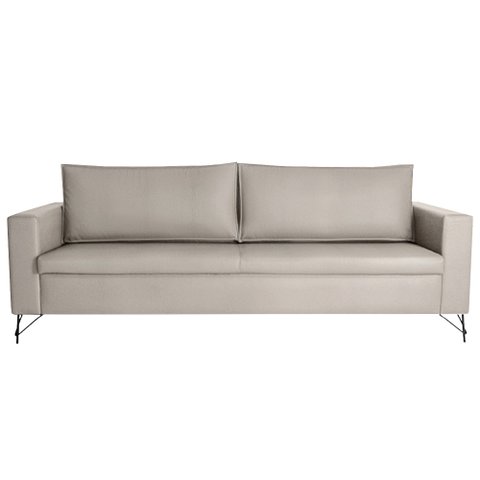 Sofá Decorativo 2 Lugares 210 CM Denmark Veludo Bege Com Pés Preto - Gran Belo