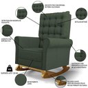 Ver imagem 3 de Poltrona de Amamentação e Descanso Base Madeira com Balanço Brenda G05 Linho Verde - Mpozenato