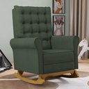 Ver imagem 2 de Poltrona de Amamentação e Descanso Base Madeira com Balanço Brenda G05 Linho Verde - Mpozenato