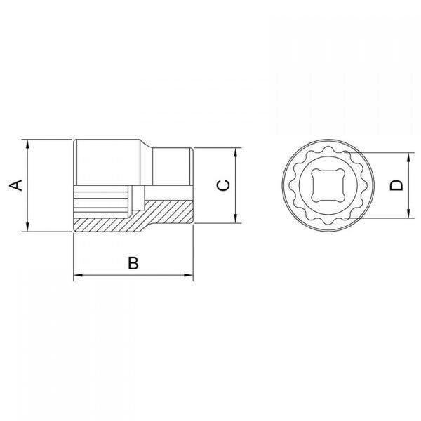 Soquete Estriado 5/16" Encaixe 1/2" Tramontina PRO - 2