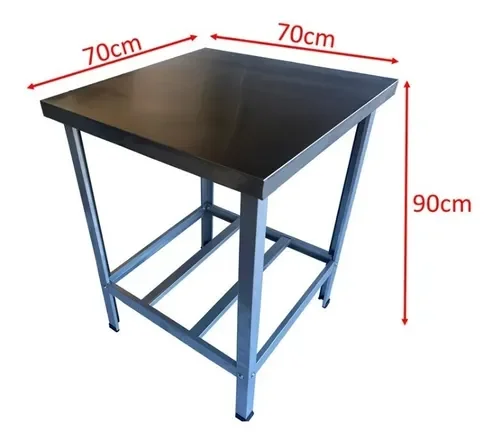 Mesa De Serviço Confeitaria Açougue Padaria 70x70 Tampo Inox - 2