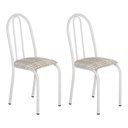 Ver imagem 1 de Kit 2 Cadeiras de Cozinha Califórnia Estampado Rattan Bege Pés de Ferro Branco - Pallazio