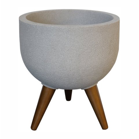 Vaso Redondo Decore Polietileno 39x33x29cm Japi - Cimento