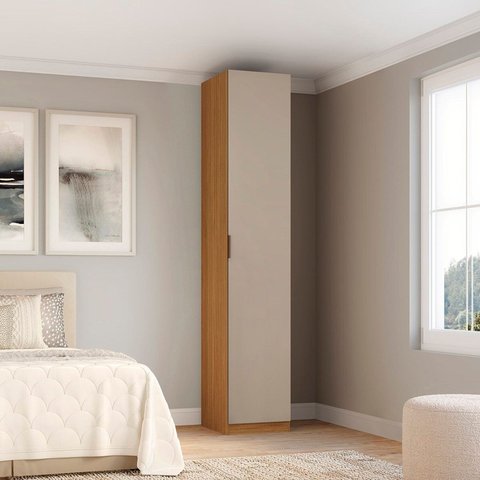 Guarda-roupa Modulado 1 Porta com Prateleiras sem Gavetas com Cabideiro 45cm 100% MDF Clean