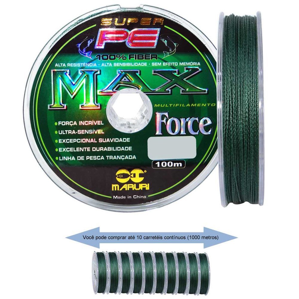 Linha De Pesca Multifilamento 1000m Max Force 4 Fios 0,18mm 21lb - 5