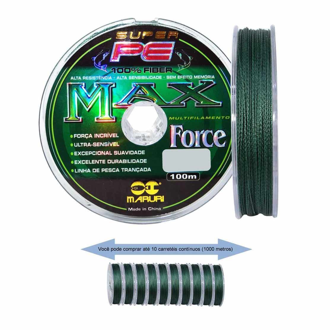 Linha De Pesca Multifilamento 1000m Max Force 4 Fios 0,18mm 21lb