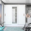 Ver imagem 1 de Guarda-Roupa Casal com Espelhos 3 Portas de Correr e 3 Gavetas 179cm Multimóveis CR35564 Branco