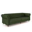 Ver imagem 2 de Sofá Living Sala de Estar Stanford Chesterfield 3 Lugares 240cm Pés de Madeira Couro Verde Manchado