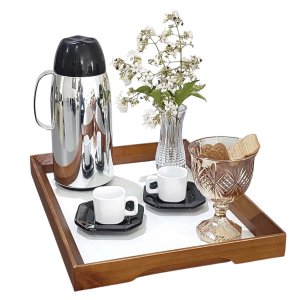 Bandeja Café Bar Bebidas Aparador Xícaras Pequena Decorativa Ambiente Recepção Escritório Sala Madec
