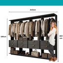Ver imagem 7 de Guarda-Roupas Closet Modulado Alasca 240cm 4 Peças com 8 Gavetas e Cabideiros Preto Touch Carraro
