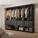 Ver imagem 1 de Guarda-Roupas Closet Modulado Alasca 240cm 4 Peças com 8 Gavetas e Cabideiros Preto Touch Carraro