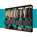 Ver imagem 5 de Guarda-Roupas Closet Modulado Alasca 240cm 4 Peças com 8 Gavetas e Cabideiros Preto Touch Carraro