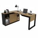 Ver imagem 3 de Mesa em L Industrial com Armário 2 Nichos 160cm Tecnomobili